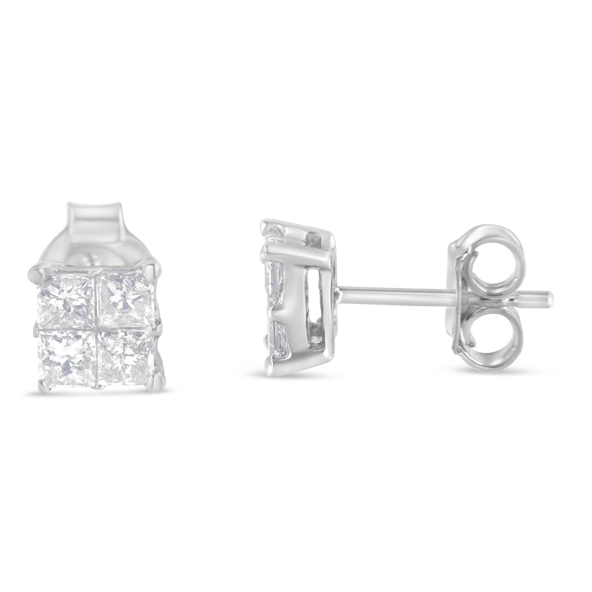 10K White Gold Diamond Stud Earrings (3/4 cttw, H-I Color, SI2-I1 Clarity) Bids.com