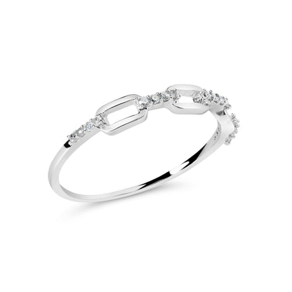 .925 Sterling Silver Diamond Accent Paperclip Band Ring (I-J Color, I2-I3 Clarity) - Ring Size 6 Bids.com