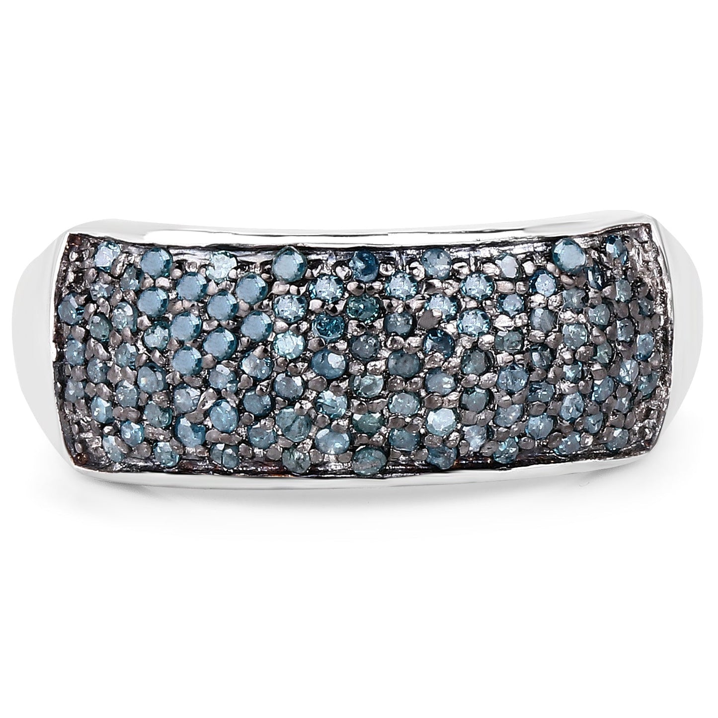 0.42 Carat Genuine Blue Diamond .925 Sterling Silver Ring Bids.com