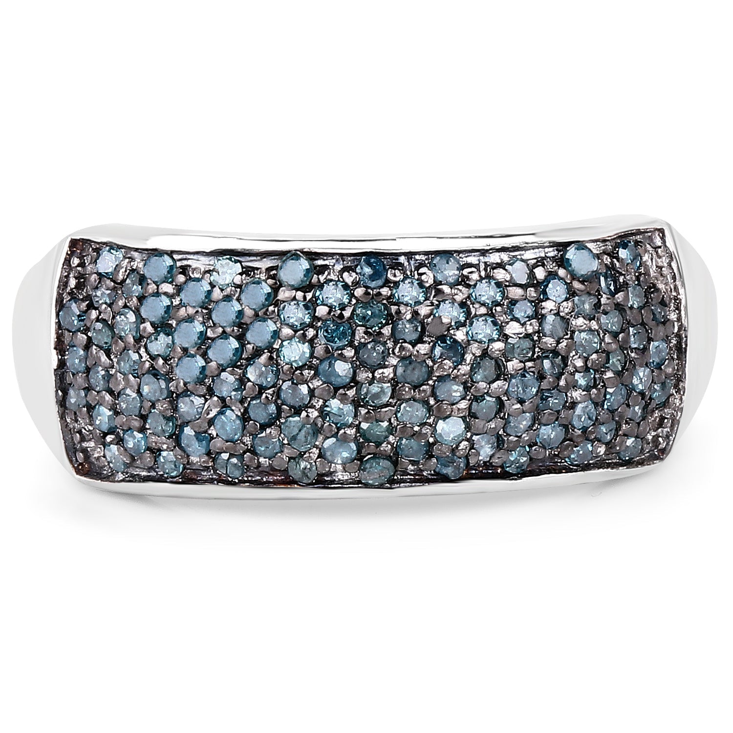 0.42 Carat Genuine Blue Diamond .925 Sterling Silver Ring Bids.com
