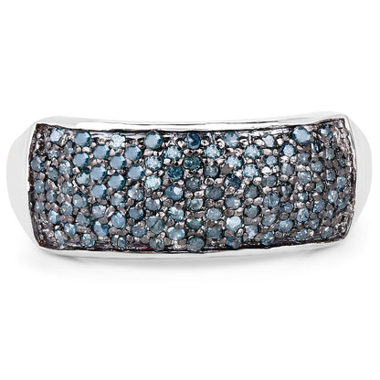0.42 Carat Genuine Blue Diamond .925 Sterling Silver Ring Bids.com