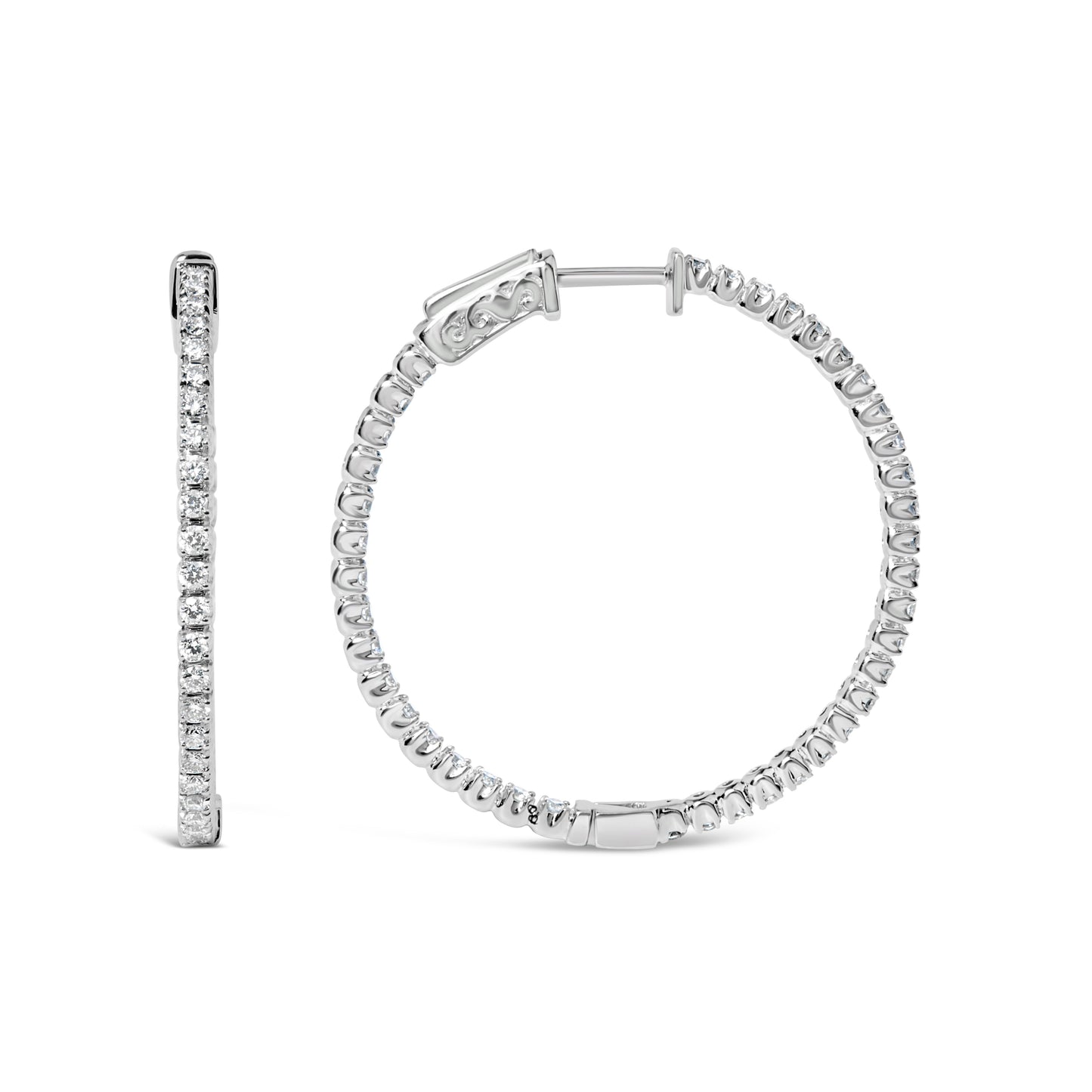 14K White Gold 1 1/2 Cttw Lab Grown Diamond Inside Out Hoop Earrings (G-H Color, VS2-SI1 Clarity) Bids.com