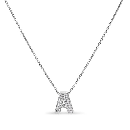 10K White Gold Diamond Accent "A" Initial Bubble Pendant Necklace Bids.com