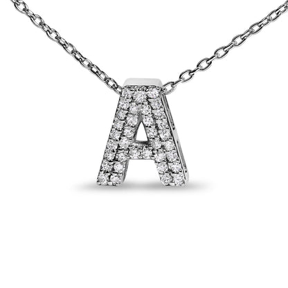 10K White Gold Diamond Accent "A" Initial Bubble Pendant Necklace Bids.com