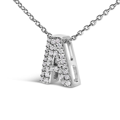 10K White Gold Diamond Accent "A" Initial Bubble Pendant Necklace Bids.com