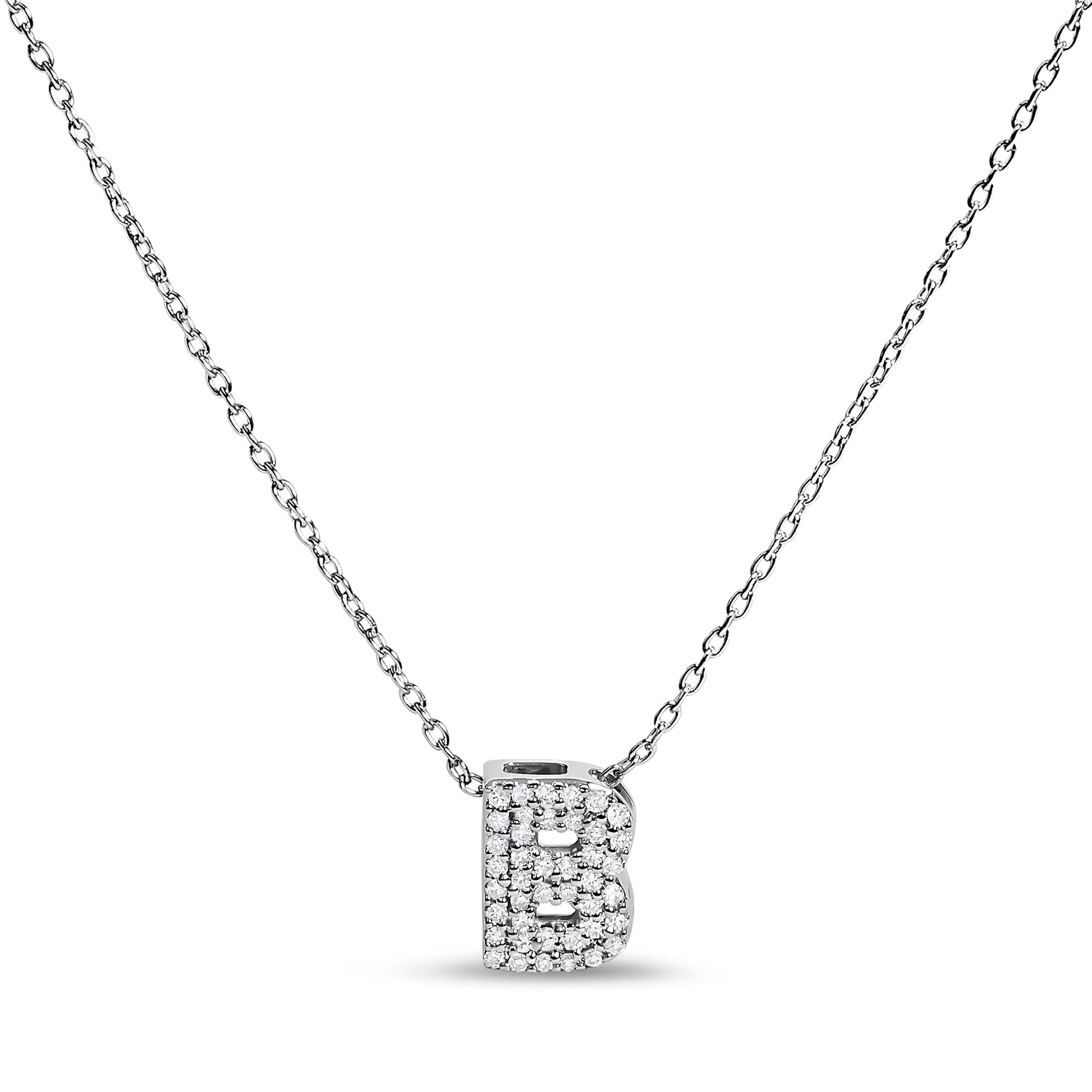 10K White Gold Diamond Accent "A" Initial Bubble Pendant Necklace Bids.com