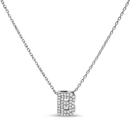 10K White Gold Diamond Accent "A" Initial Bubble Pendant Necklace Bids.com