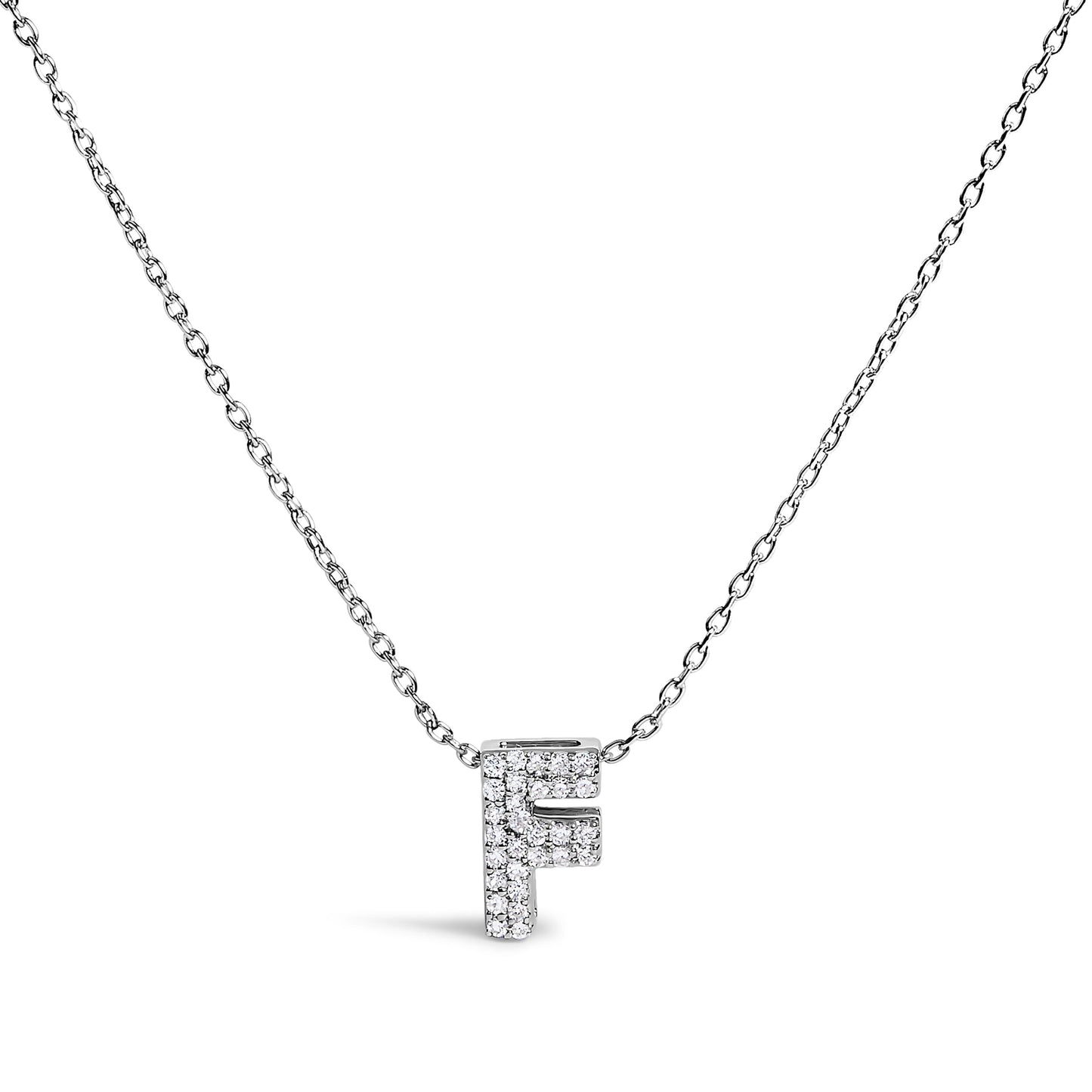 10K White Gold Diamond Accent "A" Initial Bubble Pendant Necklace Bids.com