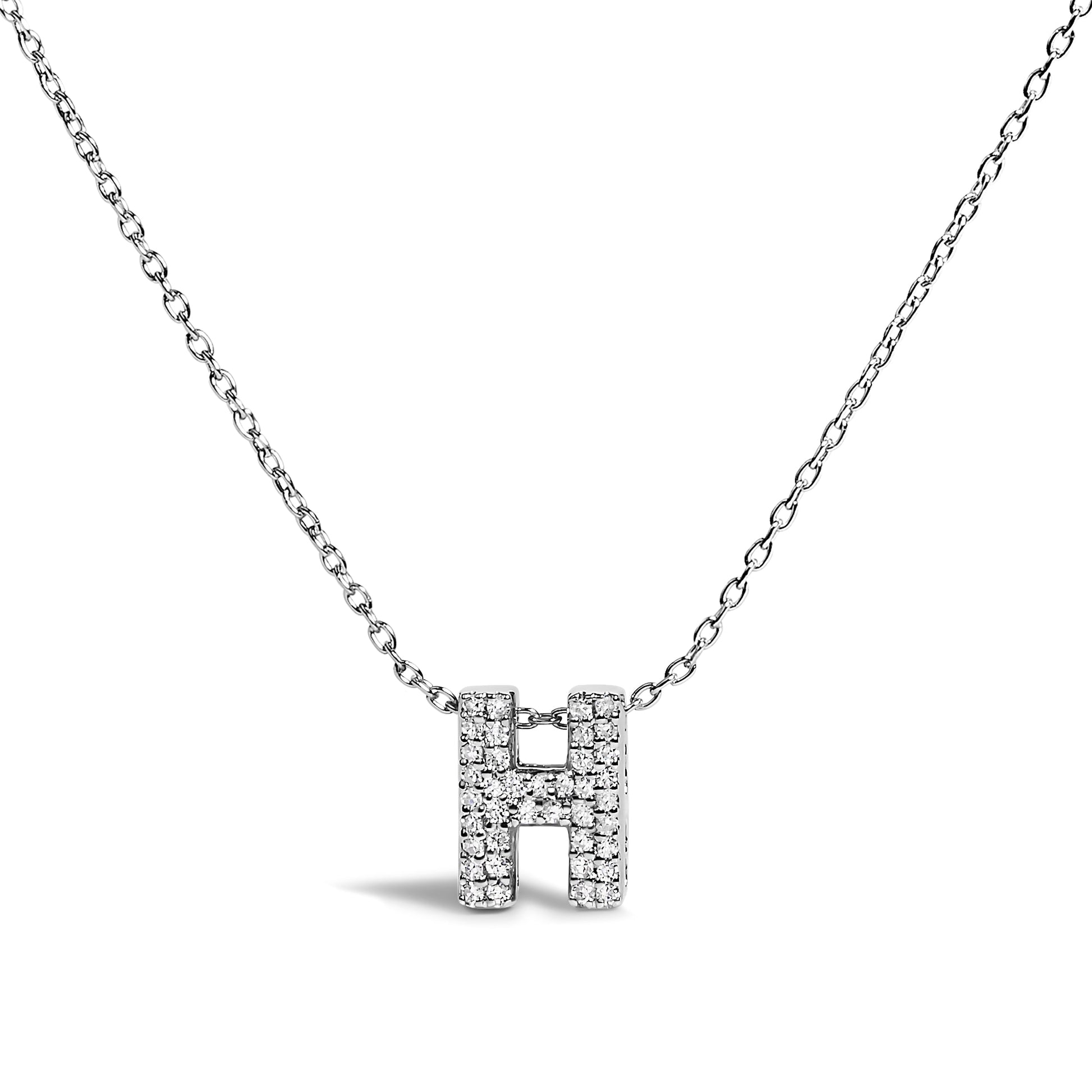 10K White Gold Diamond Accent "A" Initial Bubble Pendant Necklace Bids.com