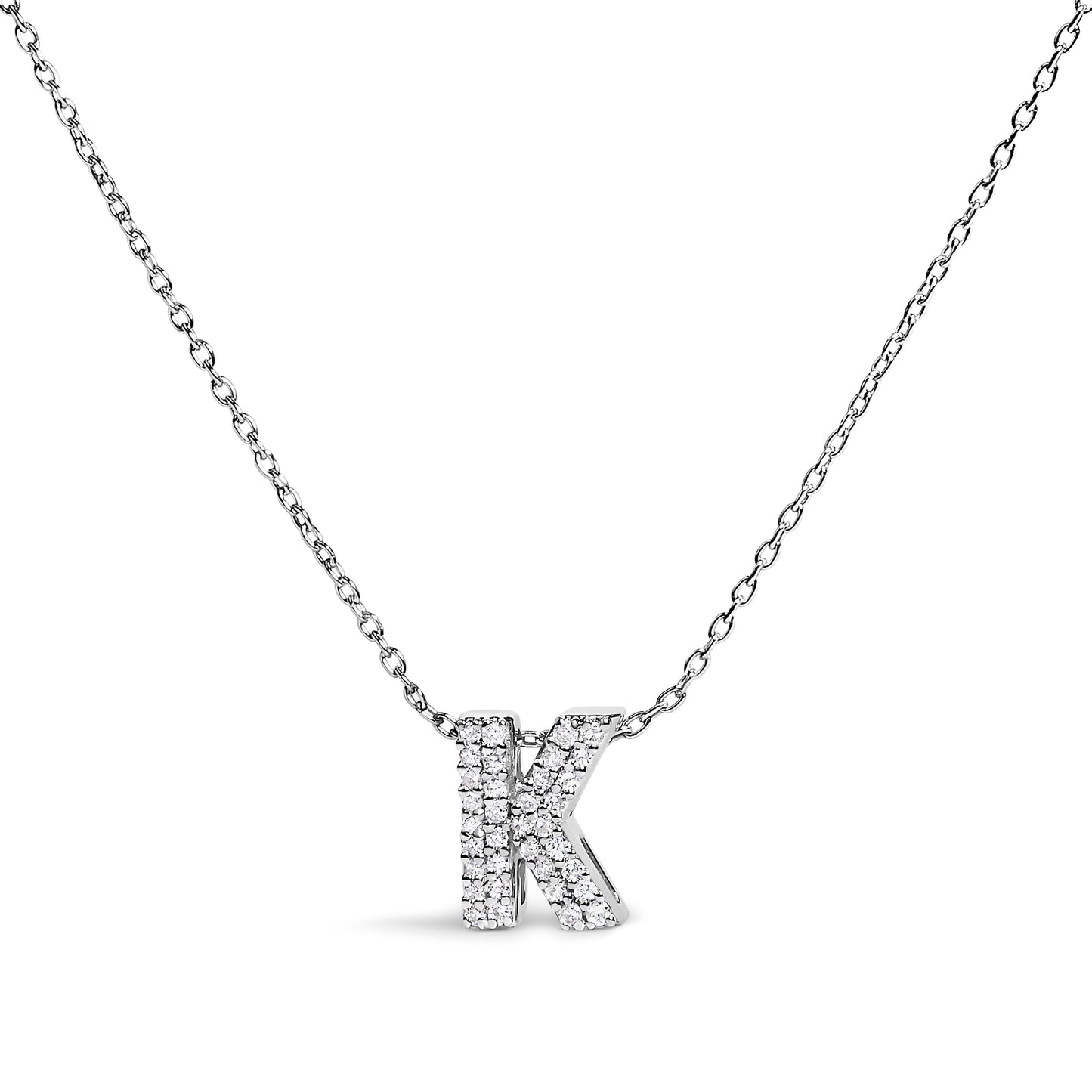 10K White Gold Diamond Accent "A" Initial Bubble Pendant Necklace Bids.com