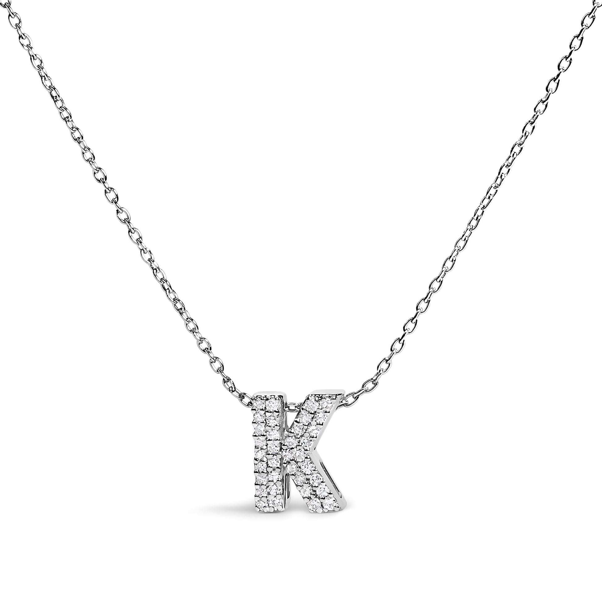 10K White Gold Diamond Accent "A" Initial Bubble Pendant Necklace Bids.com