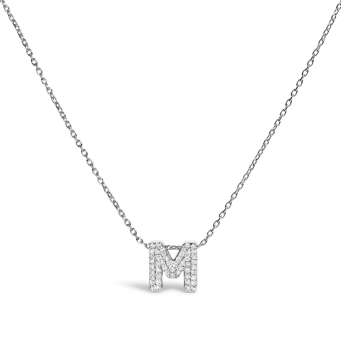 10K White Gold Diamond Accent "A" Initial Bubble Pendant Necklace Bids.com