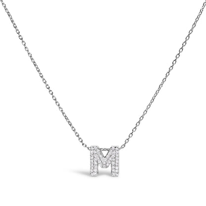 10K White Gold Diamond Accent "A" Initial Bubble Pendant Necklace Bids.com
