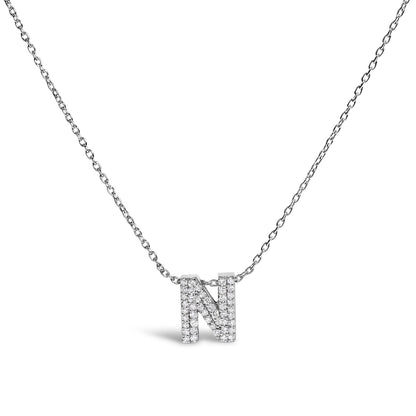 10K White Gold Diamond Accent "A" Initial Bubble Pendant Necklace Bids.com