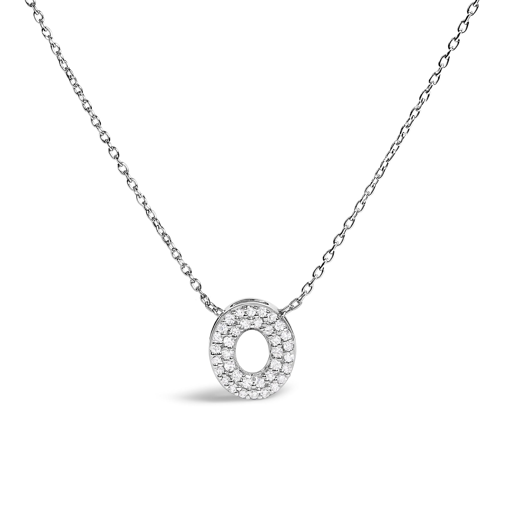 10K White Gold Diamond Accent "A" Initial Bubble Pendant Necklace Bids.com