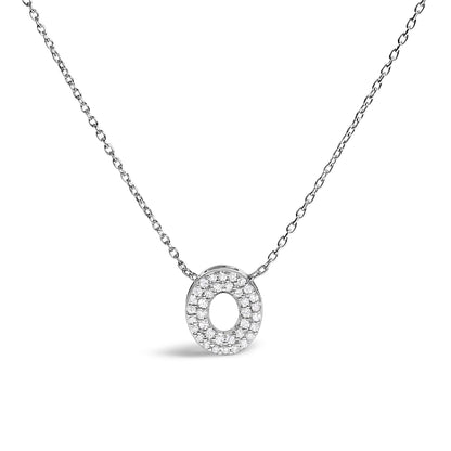 10K White Gold Diamond Accent "A" Initial Bubble Pendant Necklace Bids.com