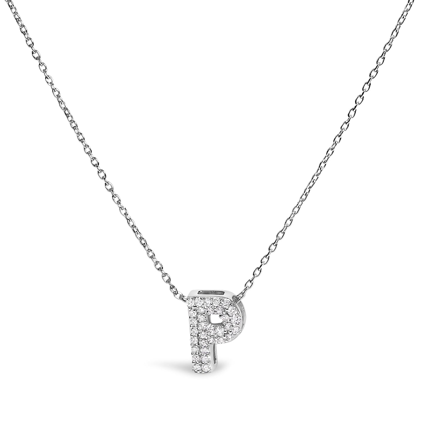 10K White Gold Diamond Accent "A" Initial Bubble Pendant Necklace Bids.com