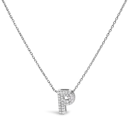 10K White Gold Diamond Accent "A" Initial Bubble Pendant Necklace Bids.com