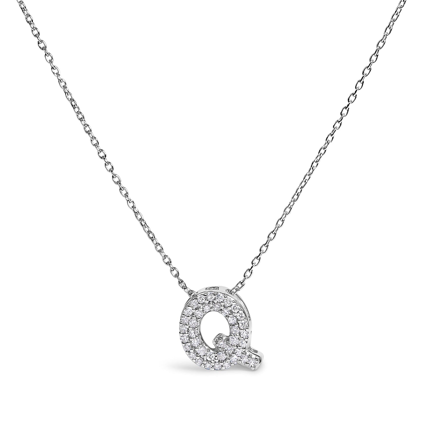 10K White Gold Diamond Accent "A" Initial Bubble Pendant Necklace Bids.com
