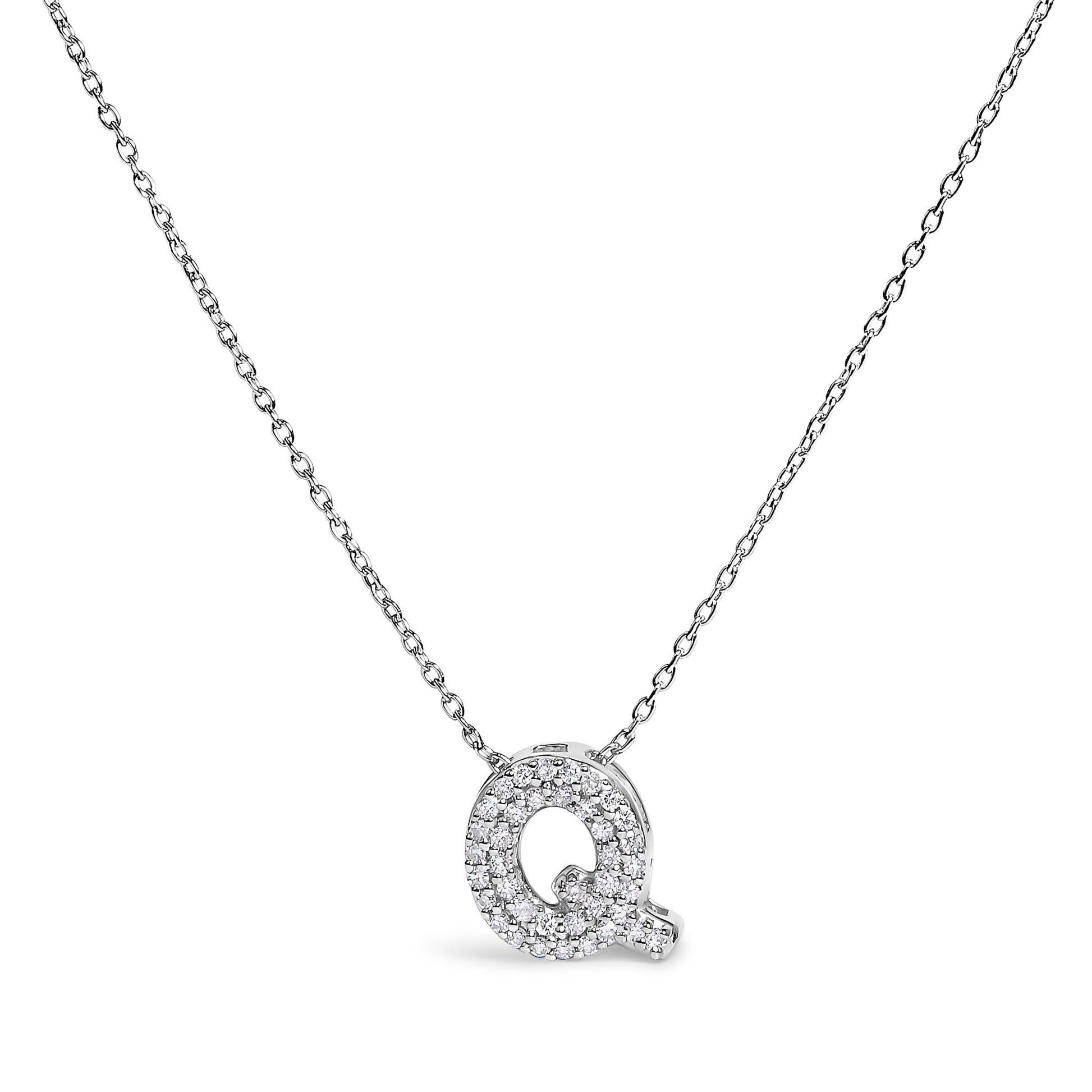 10K White Gold Diamond Accent "A" Initial Bubble Pendant Necklace Bids.com