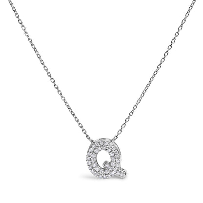 10K White Gold Diamond Accent "A" Initial Bubble Pendant Necklace Bids.com