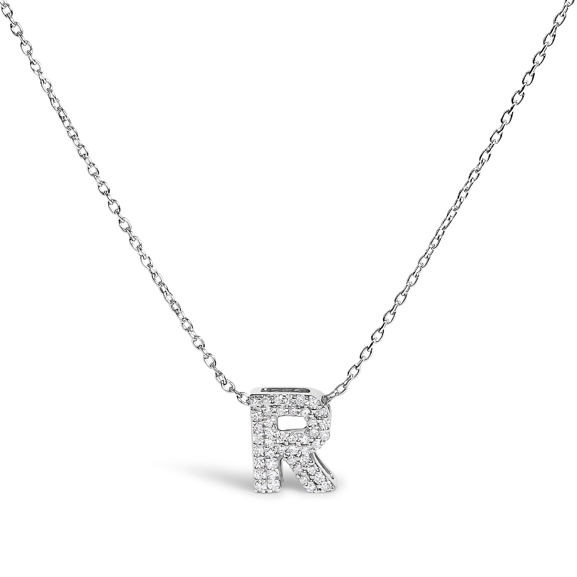 10K White Gold Diamond Accent "A" Initial Bubble Pendant Necklace Bids.com