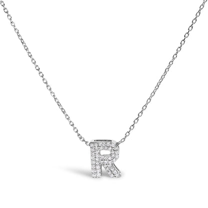 10K White Gold Diamond Accent "A" Initial Bubble Pendant Necklace Bids.com
