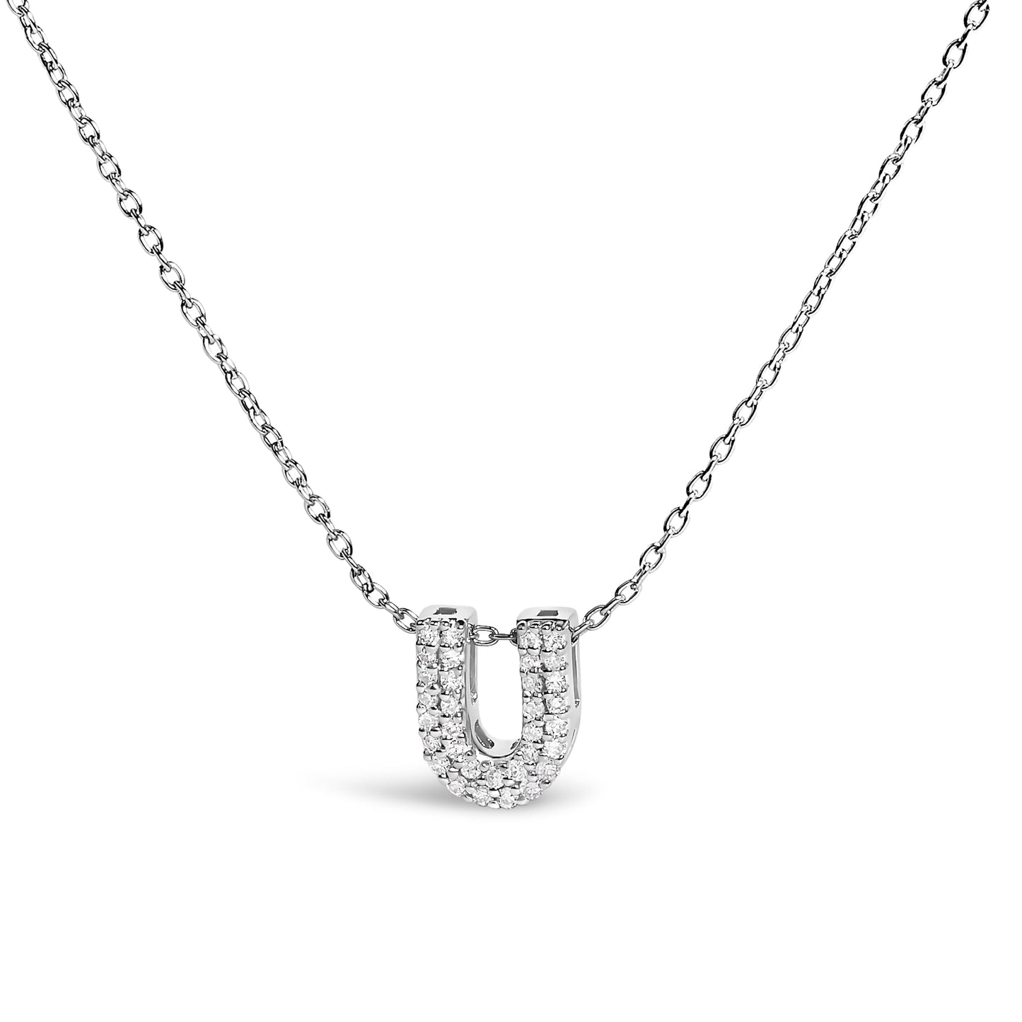 10K White Gold Diamond Accent "A" Initial Bubble Pendant Necklace Bids.com