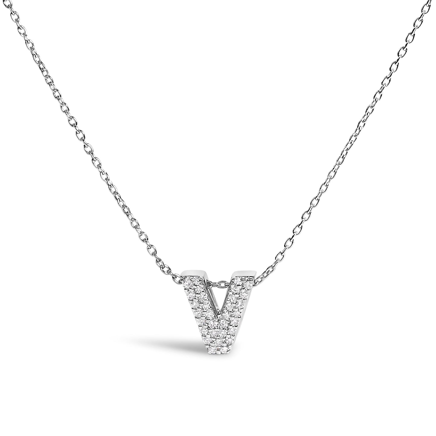 10K White Gold Diamond Accent "A" Initial Bubble Pendant Necklace Bids.com