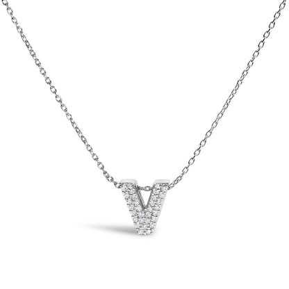 10K White Gold Diamond Accent "A" Initial Bubble Pendant Necklace Bids.com