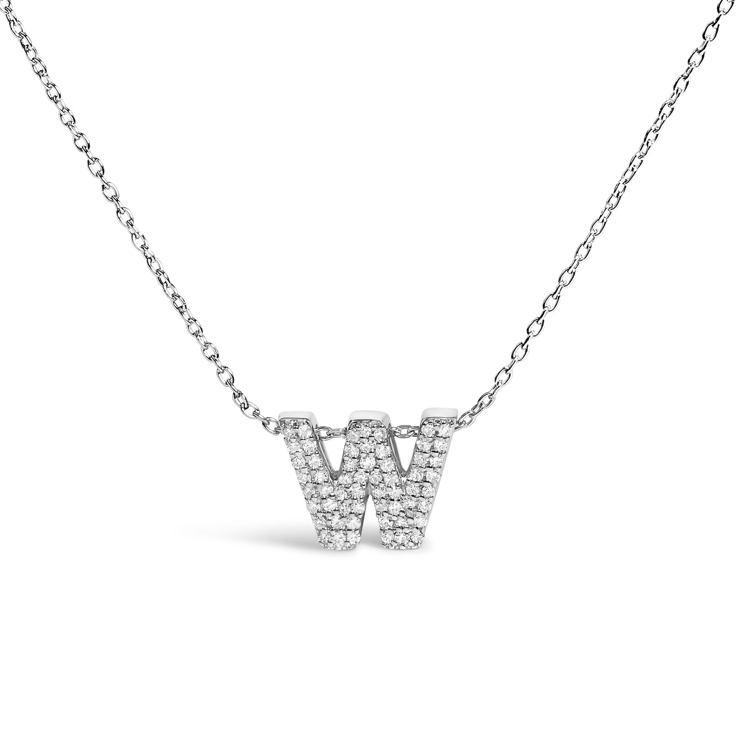 10K White Gold Diamond Accent "A" Initial Bubble Pendant Necklace Bids.com