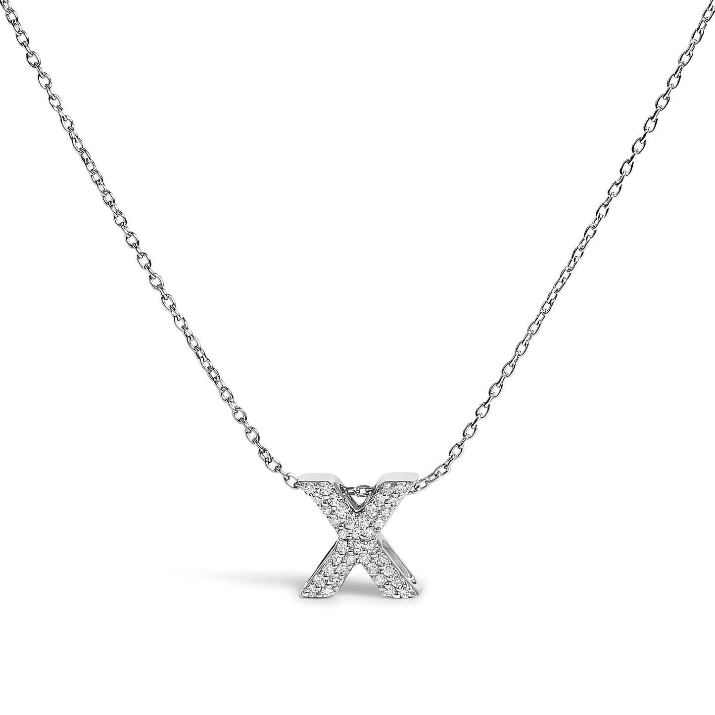 10K White Gold Diamond Accent "A" Initial Bubble Pendant Necklace Bids.com