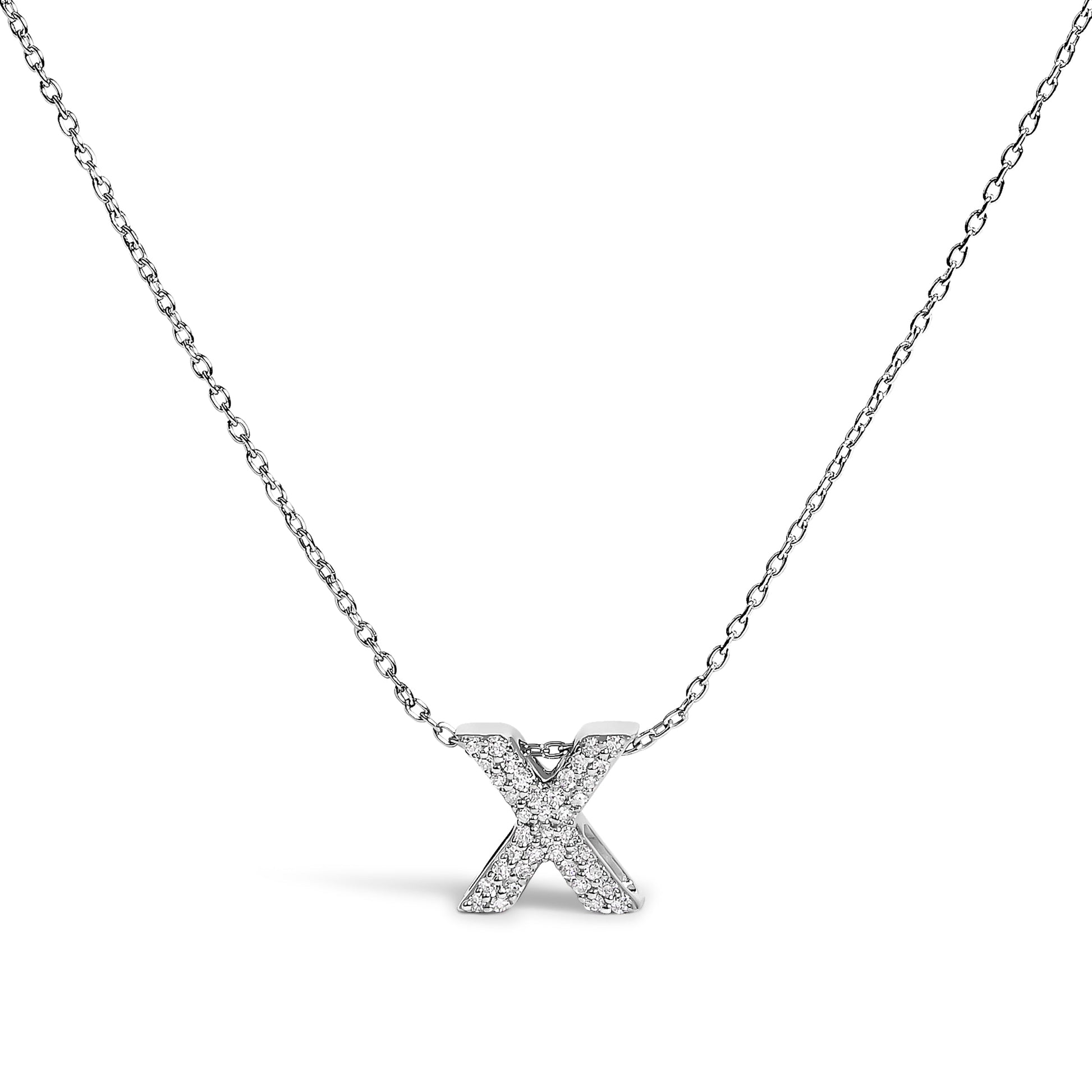 10K White Gold Diamond Accent "A" Initial Bubble Pendant Necklace Bids.com