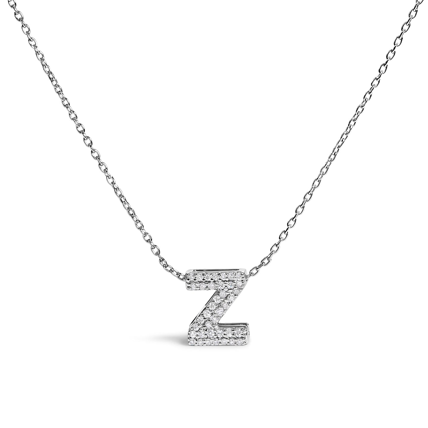 10K White Gold Diamond Accent "A" Initial Bubble Pendant Necklace Bids.com