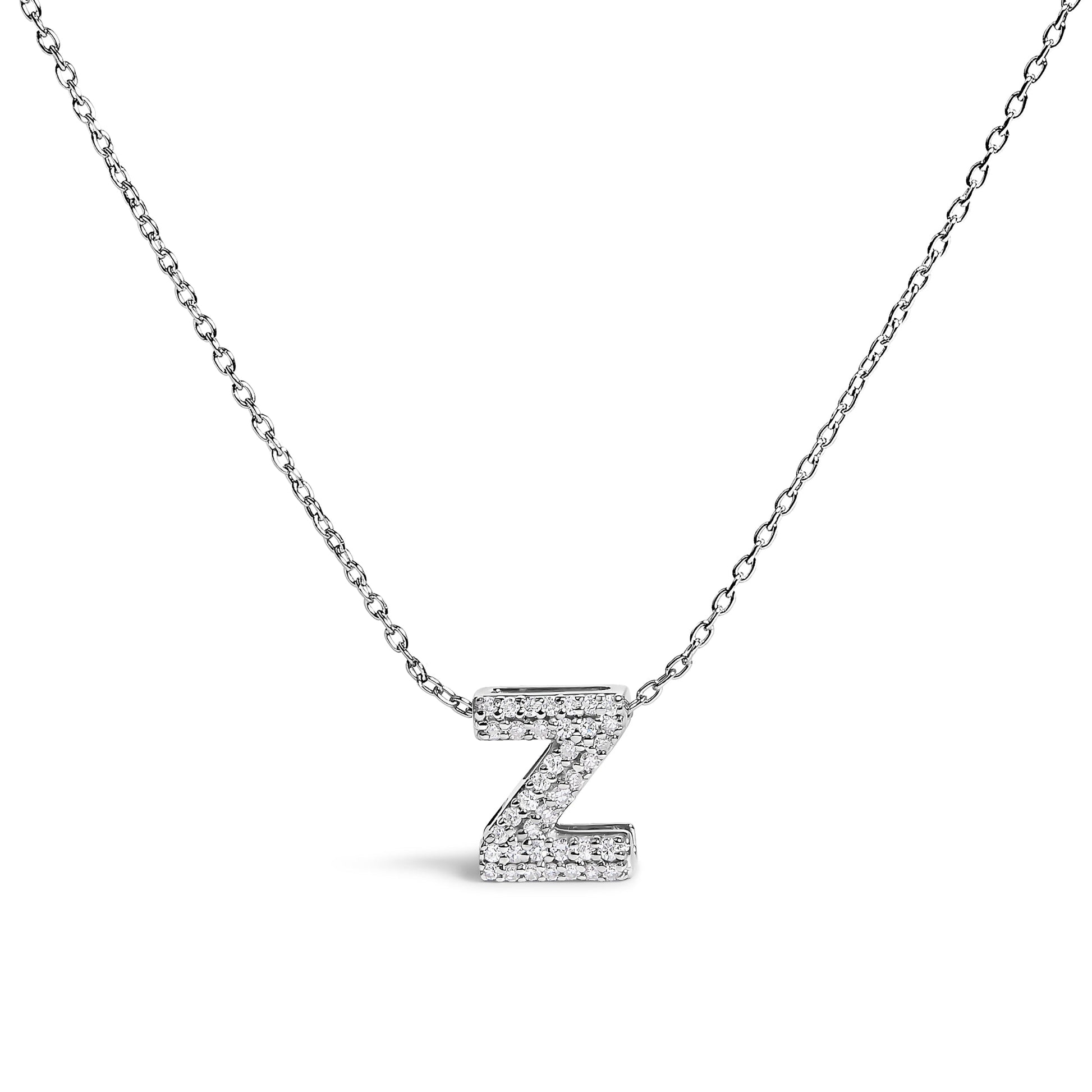 10K White Gold Diamond Accent "A" Initial Bubble Pendant Necklace Bids.com
