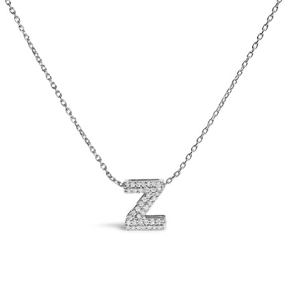 10K White Gold Diamond Accent "A" Initial Bubble Pendant Necklace Bids.com