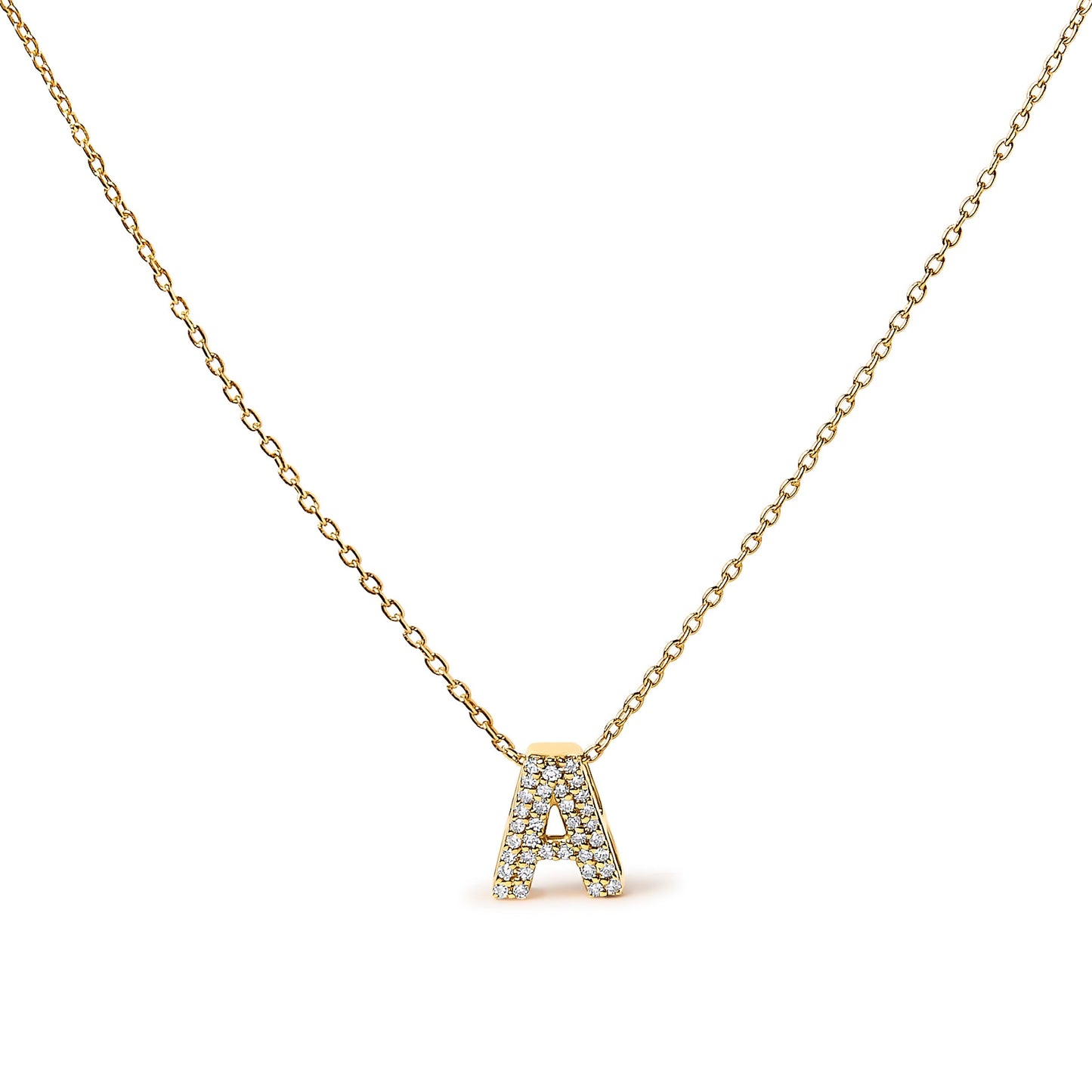 10K White Gold Diamond Accent "A" Initial Bubble Pendant Necklace Bids.com