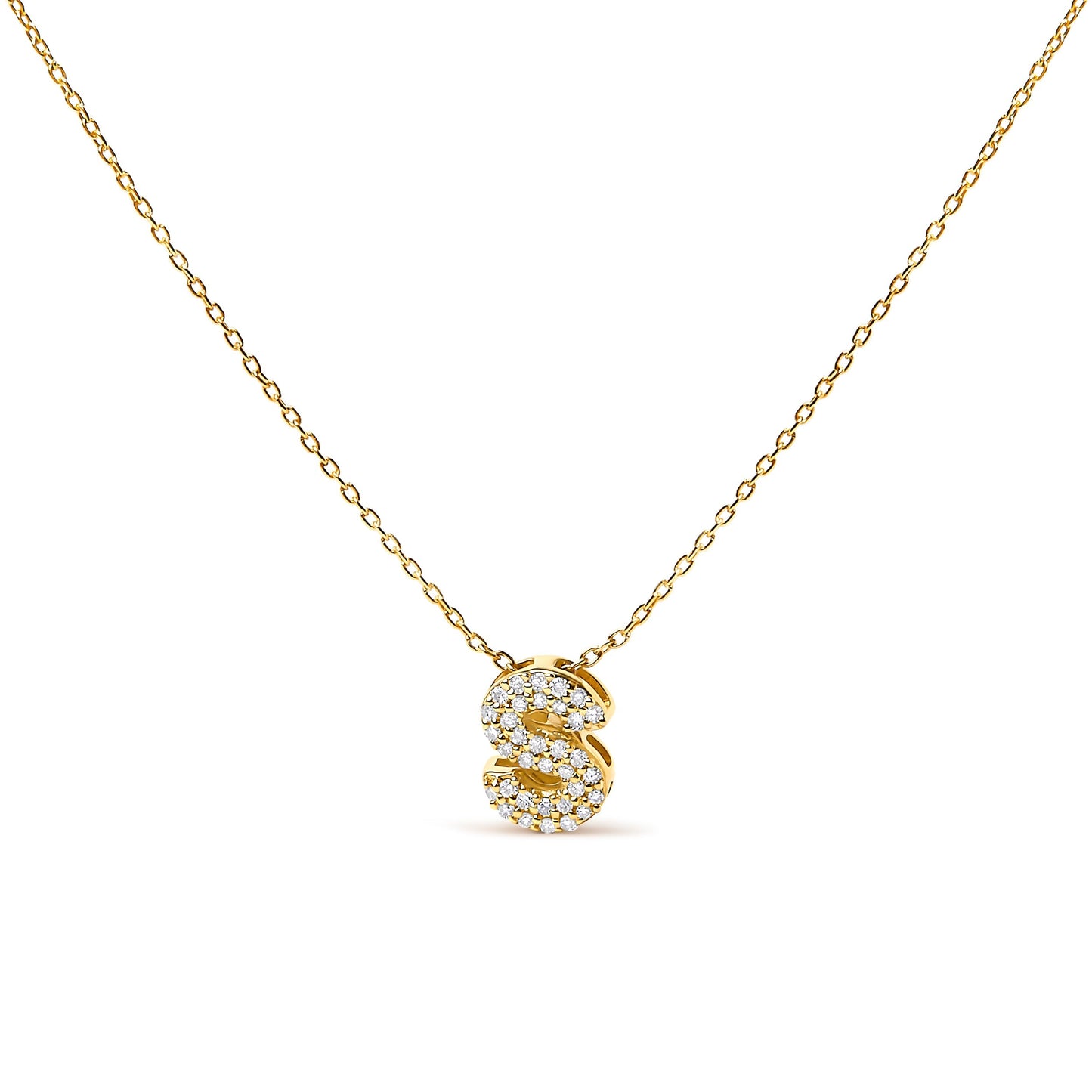 10K White Gold Diamond Accent "A" Initial Bubble Pendant Necklace Bids.com