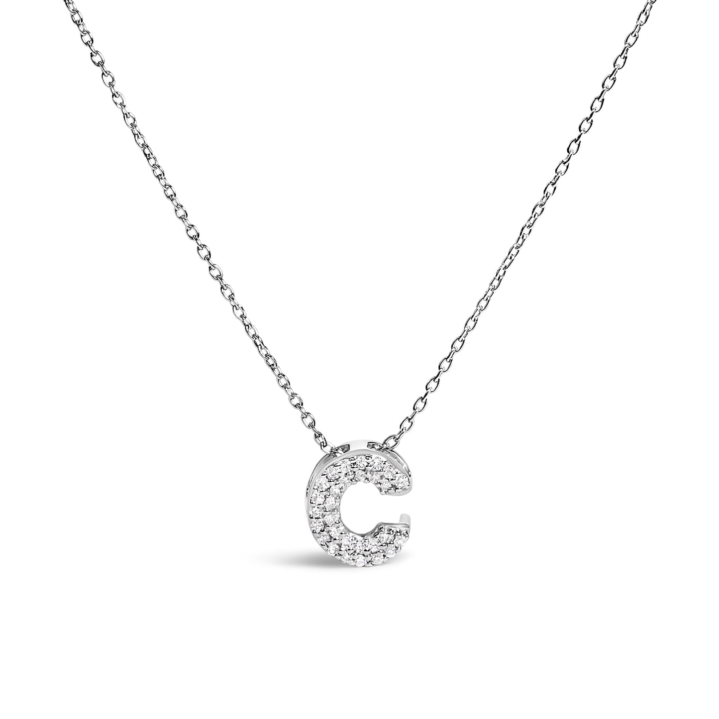 10K White Gold Diamond Accent "A" Initial Bubble Pendant Necklace Bids.com