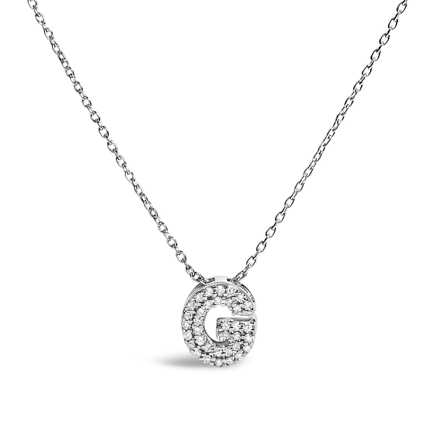 10K White Gold Diamond Accent "A" Initial Bubble Pendant Necklace Bids.com