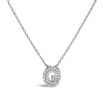 10K White Gold Diamond Accent "A" Initial Bubble Pendant Necklace Bids.com