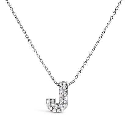 10K White Gold Diamond Accent "A" Initial Bubble Pendant Necklace Bids.com