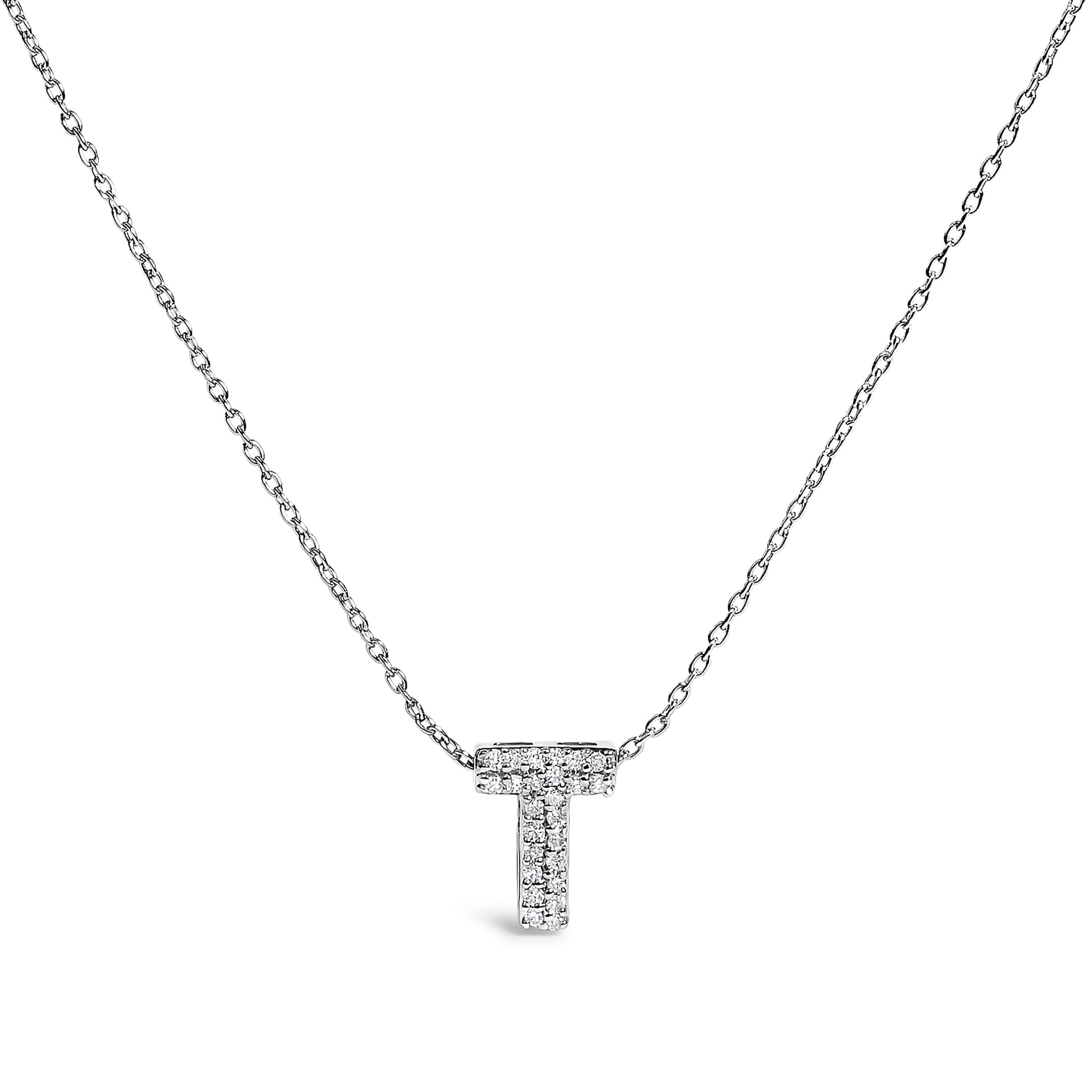 10K White Gold Diamond Accent "A" Initial Bubble Pendant Necklace Bids.com