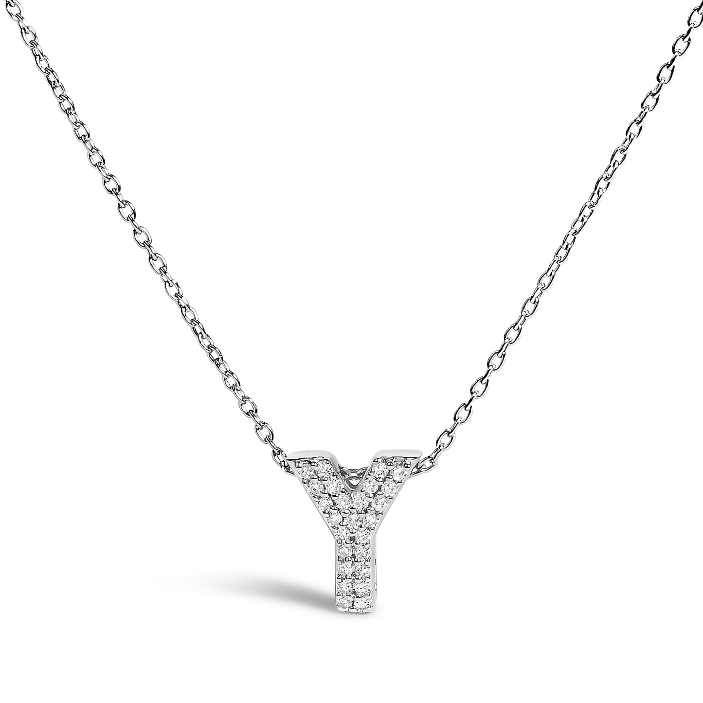 10K White Gold Diamond Accent "A" Initial Bubble Pendant Necklace Bids.com
