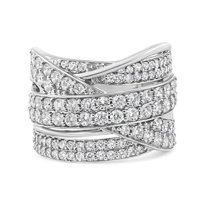 .925 Sterling Silver 2.00 Cttw Round-Cut Diamond Overlapping Bypass Band Ring (I-J Color, I2-I3 Clarity) - Ring Size 7 Bids.com
