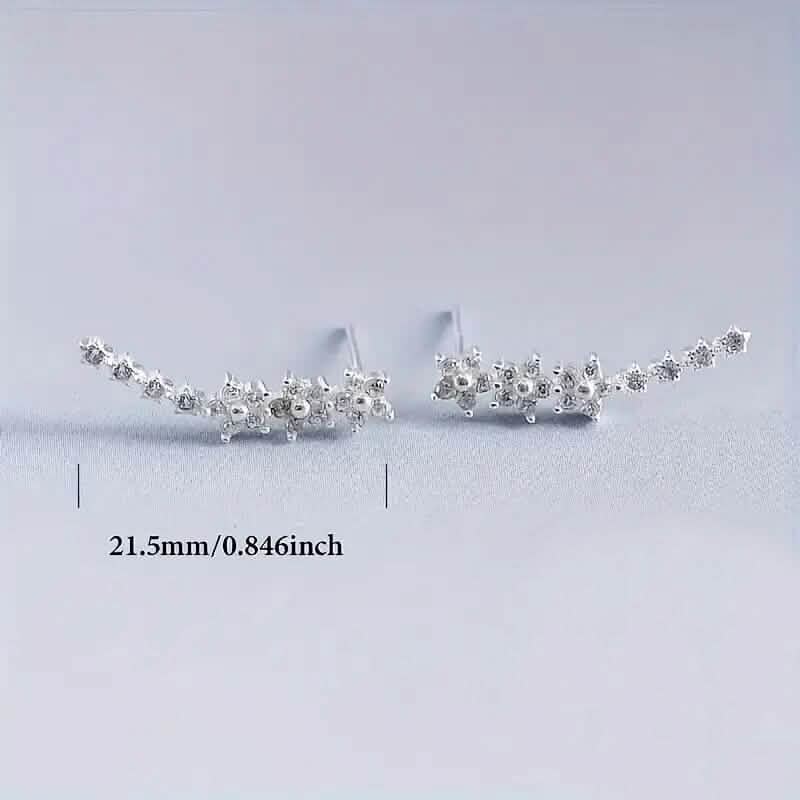 925 Silver Climber Earrings with Hypoallergenic Synthetic Cubic Zirconia DailySale