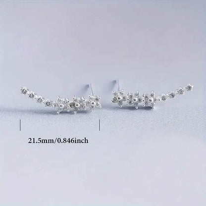 925 Silver Climber Earrings with Hypoallergenic Synthetic Cubic Zirconia DailySale