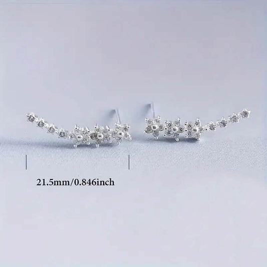 925 Silver Climber Earrings with Hypoallergenic Synthetic Cubic Zirconia DailySale