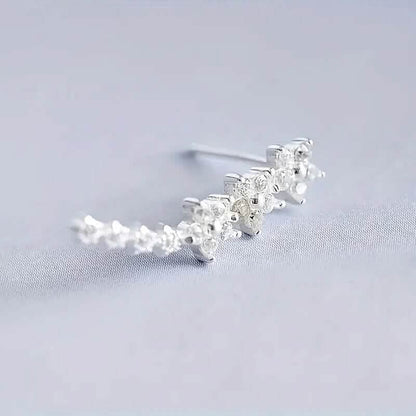 925 Silver Climber Earrings with Hypoallergenic Synthetic Cubic Zirconia DailySale