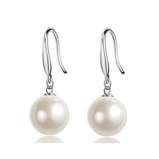 925 Silver Filled High Polish Finsh Elegant Statement Pearl Earrings DailySale
